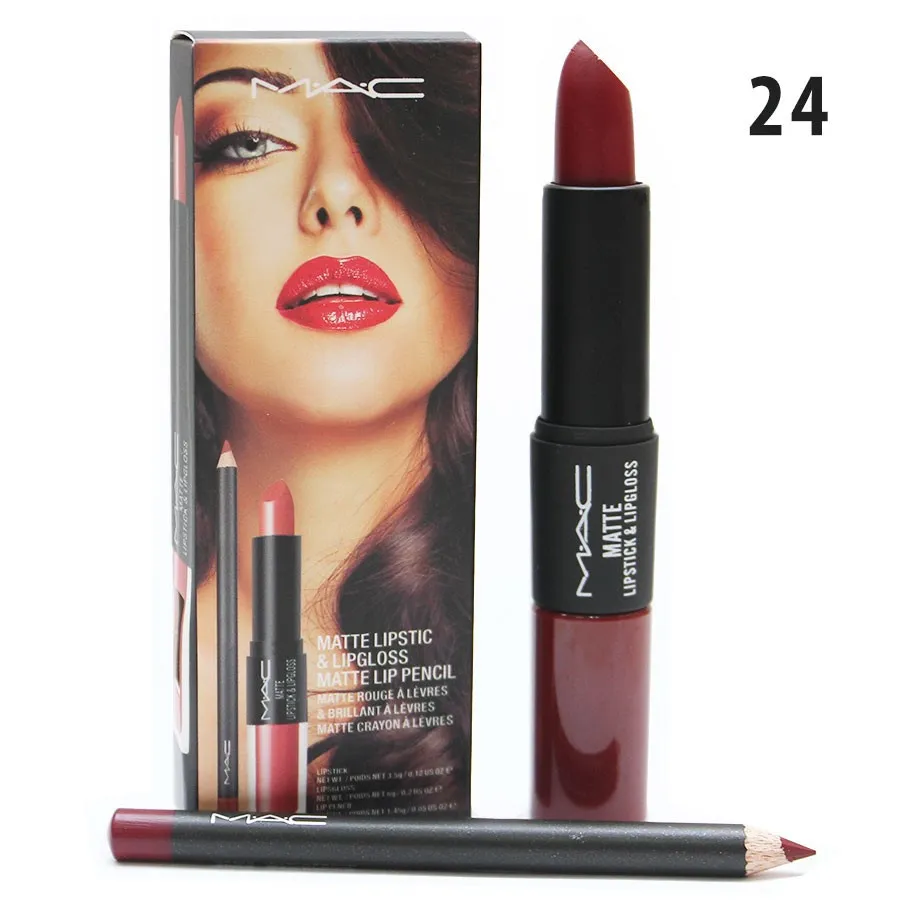 Блеск- Помада- Карандаш 3в1 M.A.C. Matte Lipstic & Lipgloss Matte Lip Pencil  #24