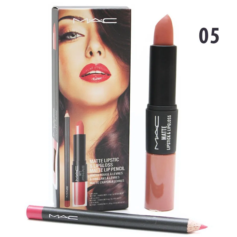 Блеск- Помада- Карандаш 3в1 M.A.C. Matte Lipstic & Lipgloss Matte Lip Pencil  #5