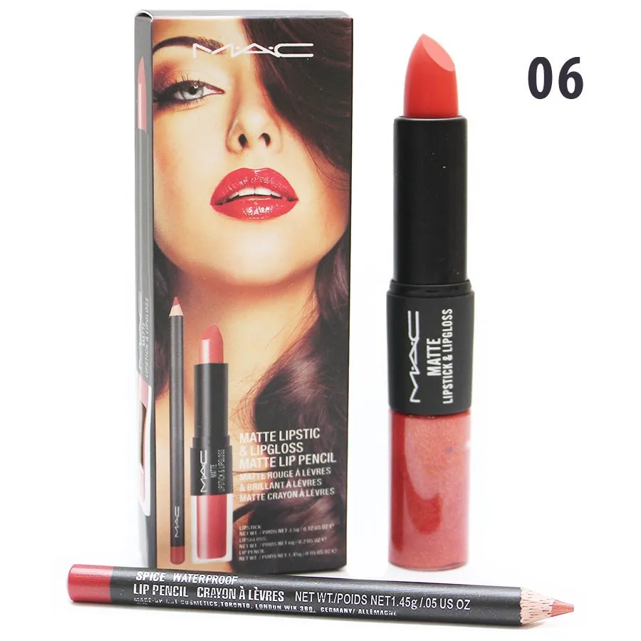 Блеск- Помада- Карандаш 3в1 М.А.С Matte Lipstic & Lipgloss Matte Lip Pencil  #6
