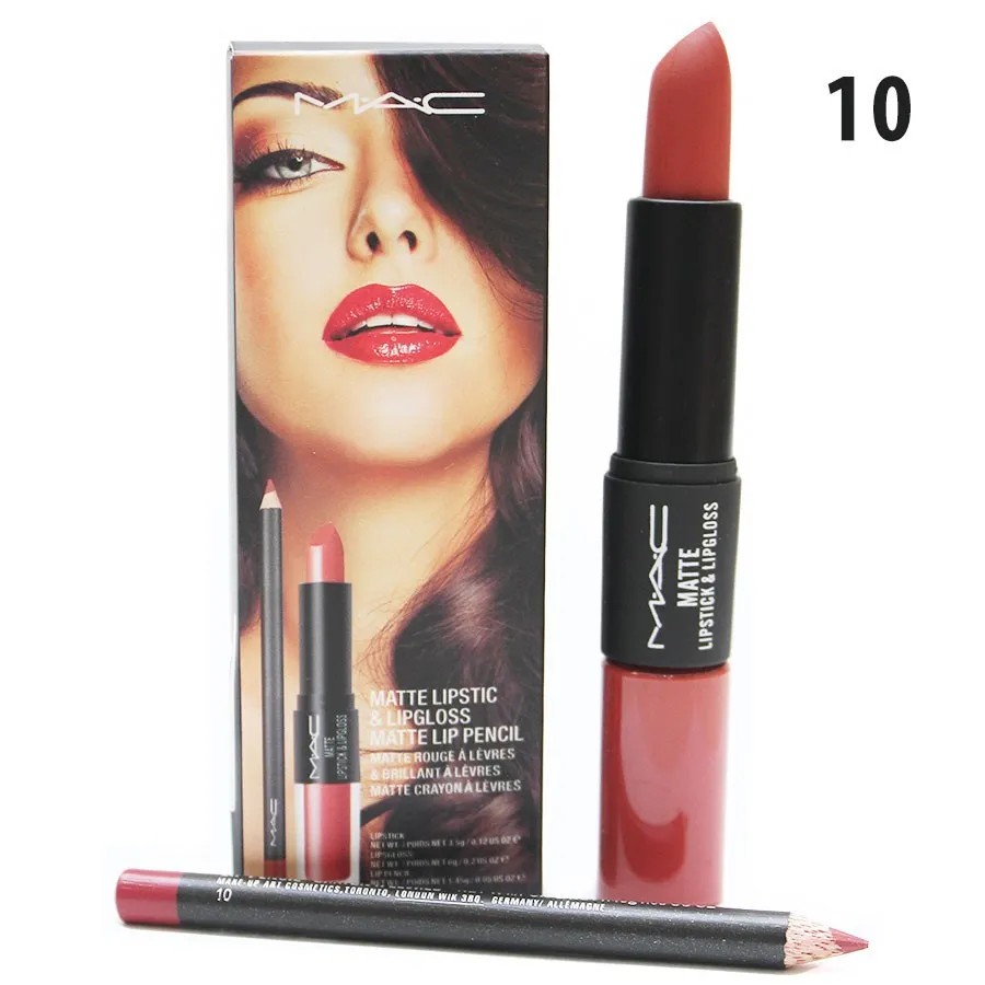 Блеск- Помада- Карандаш 3в1 M.A.C. Matte Lipstic & Lipgloss Matte Lip Pencil  #10