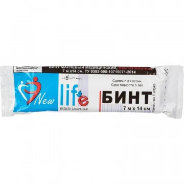 Бинт New Life марлевый медицинский нестерильный 7м*14см