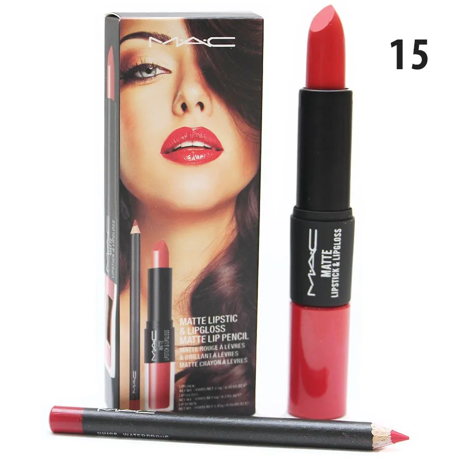 Блеск- Помада- Карандаш 3в1 M.A.C. Matte Lipstic & Lipgloss Matte Lip Pencil  #15