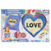 Детский набор для творчества. Декоративная подушка с пайетками "LOVE" в форме сердца