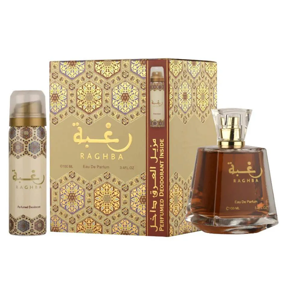 Парфюмированный набор Lattafa Raghba edp for woman and Deodorant Spray Raghba 100x50 ml