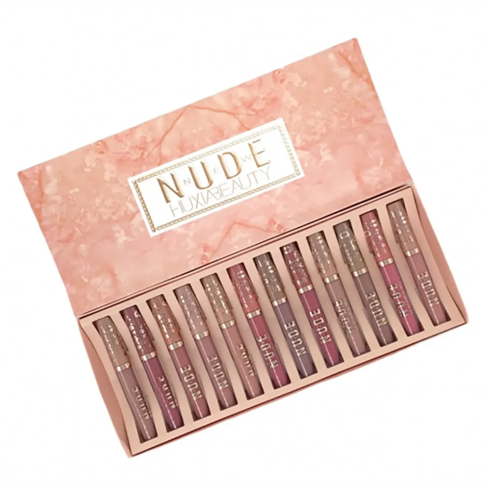 Набор матовых блесков для губ HuxiaBeauty Nude XOXO New 12 шт.