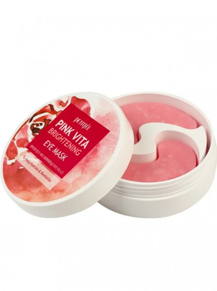 Осветляющие тканевые патчи для глаз с витаминным комплексом Petitfee Pink Vita Brightening Eye Mask 60шт