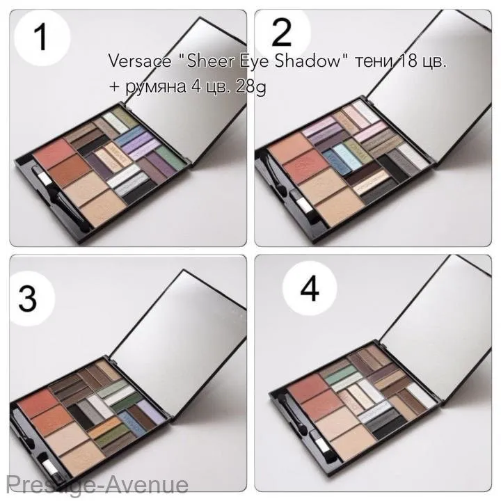 Versace "Sheer Eye Shadow" тени 18 цв. + румяна 4 цв. 28g