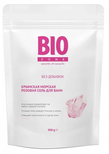 Биозон соль для ванн крымская морская природная розовая 500г