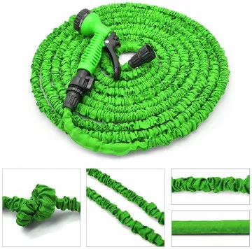 Шланг поливочный 20 м  (растягивающийся с распылителем, цвет: зелёный)