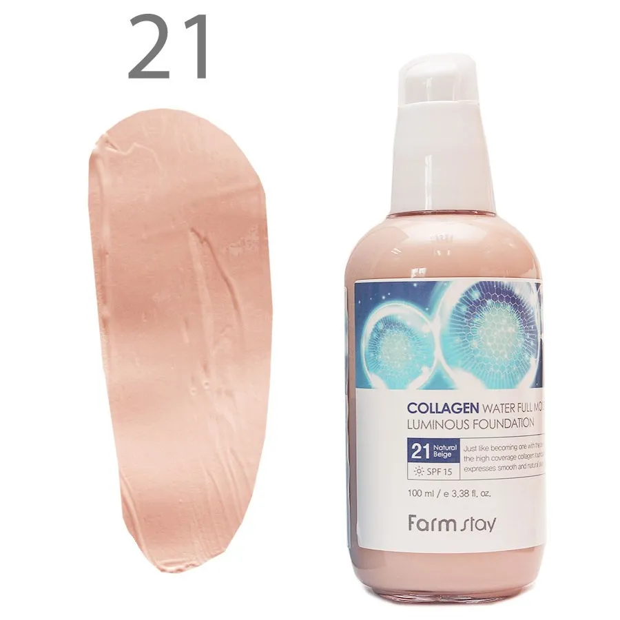 Тональный крем для лица с коллагеном Farm Stay Collagen Water Full Moist Luminous Foundation SPF15 100 ml #21