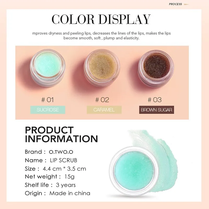 Отшелушивающий скраб для губ  O.TWO.O 15g (арт. 1002)