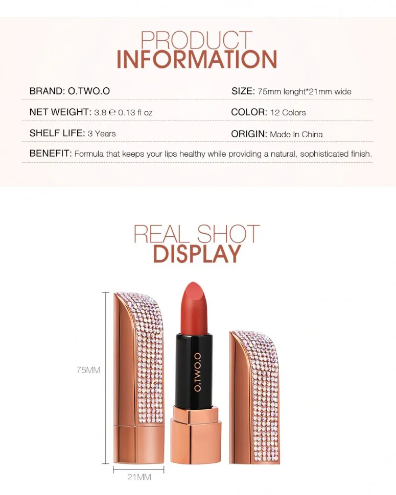 Помада для губ O.TWO.O Galaxy s Kiss Lipstick (арт. LE001) №08 3.8 g.