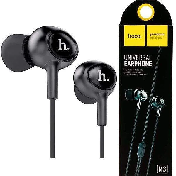 Вакуумные наушники с микрофоном, Hoco M3 Universal Earphone, черные