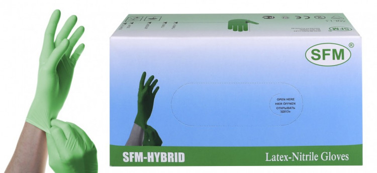 Ригла Перчатки неопудренные (смесь латекс/нитрил) SFM размер S (100 шт)