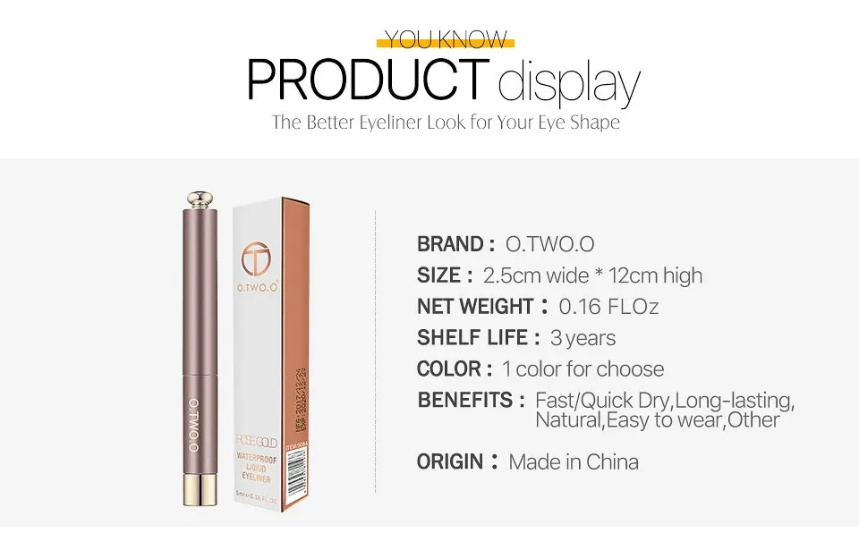 Жидкая подводка для глаз O.TWO.O Rose Gold waterproof 5 ml (арт. N9084B)