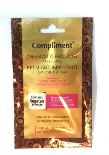 Крем-автобронзант Compliment с эффектом мерцания 15 ml