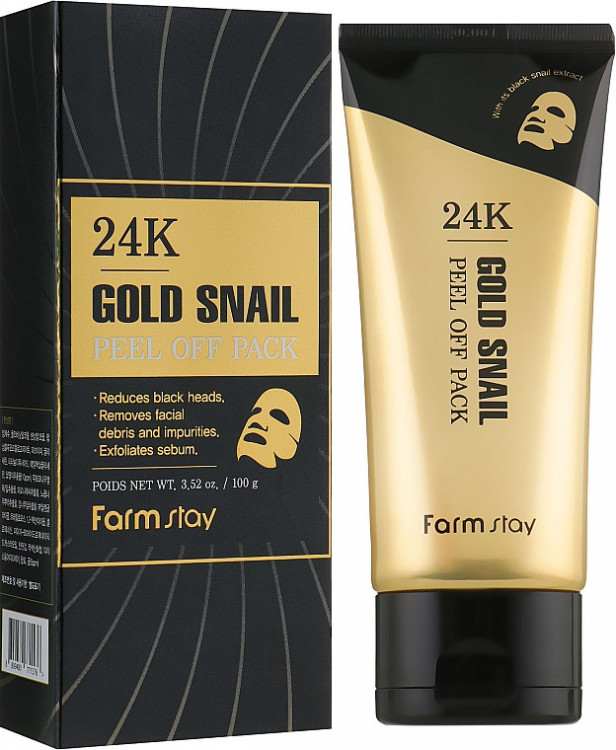 Маска-пленка с золотом и муцином улитки FarmStay 24K Gold Snail Peel Off Pack 100g