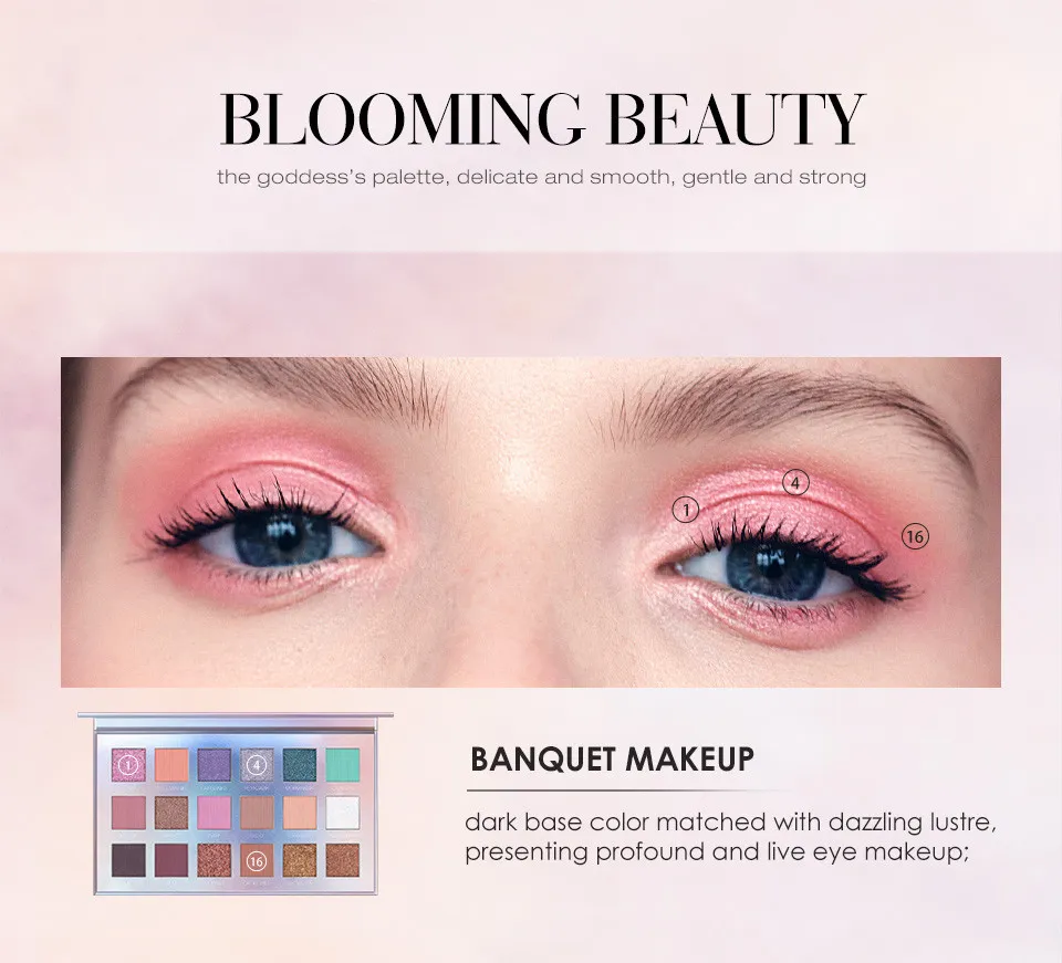 Палетка блестящих матовых теней для век O.TWO.O арт. 1006 18 g.