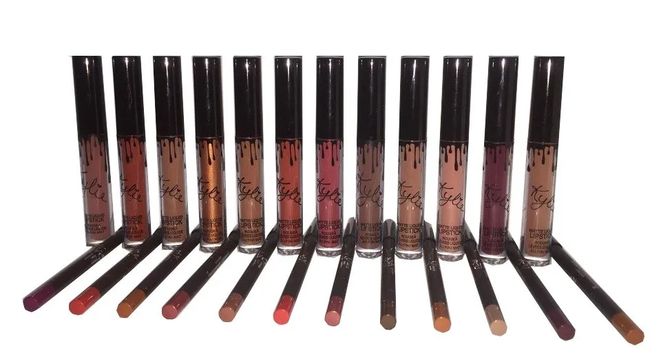 Блеск для губ +Карандаш Kylie matte liquid lipstick & lip pencil (12цв)