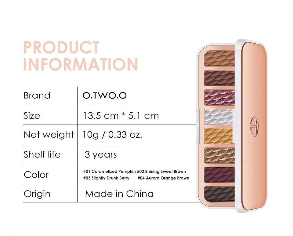 Палитра теней для век 8 цветов O.TWO.O арт. SC021 #03 10 g.