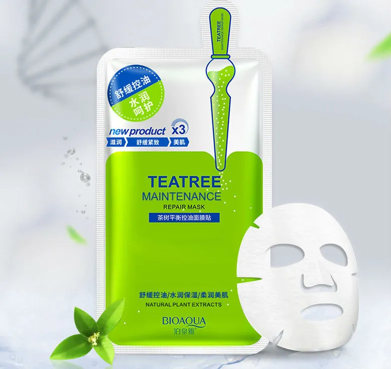 Тканевая маска для лица Bioaqua New Tea Tree Maintenance с маслом чайного дерева арт. 9346 , 30гр