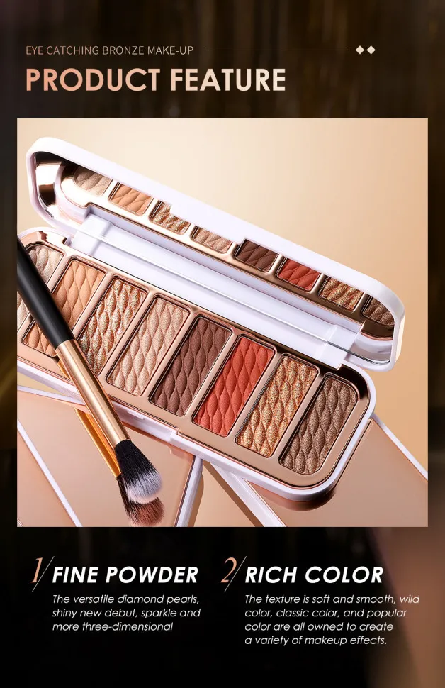 Палитра теней для век 8 цветов O.TWO.O арт. SC021 #01 10 g.