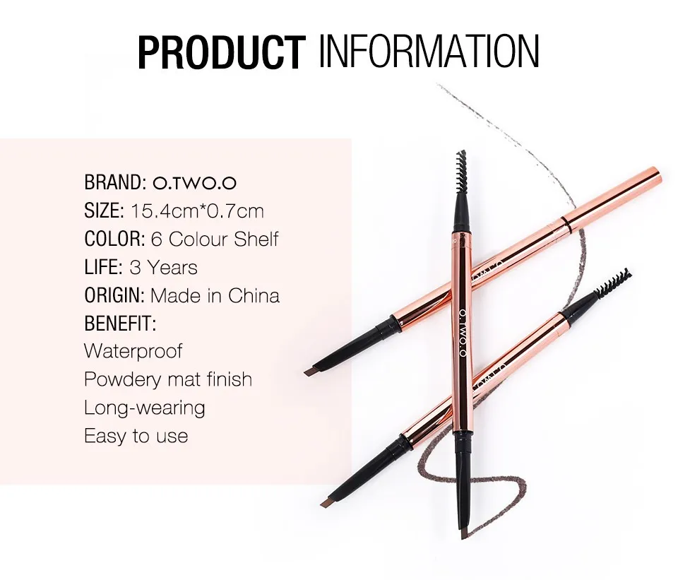 Карандаш для бровей O.TWO.O Fine Triangle eyebrow pencil (арт. 1007) #02 Auburn 0.2 g.