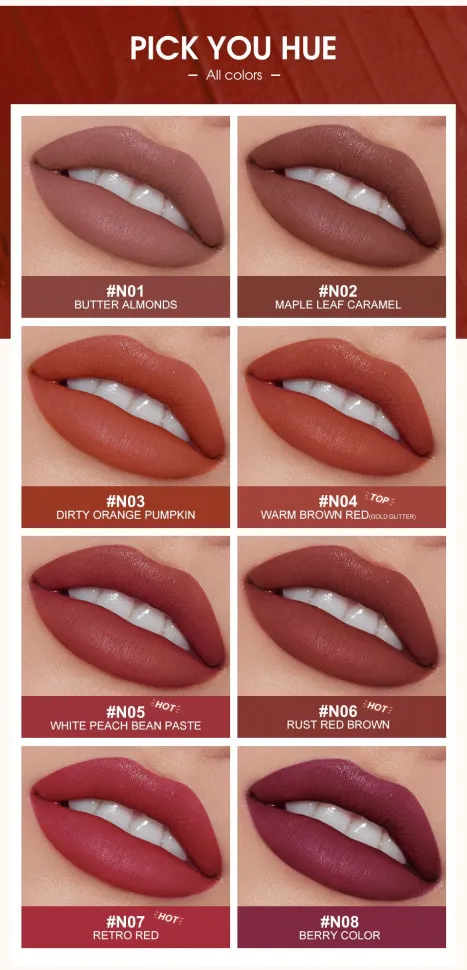 Матовая губная помада O.TWO.O арт. SC016 №6 (Rust Red Brown) 0.95 g.