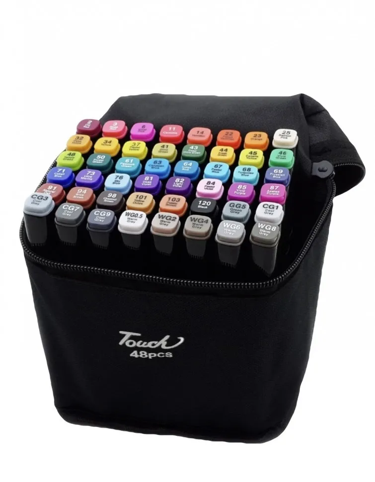 Двусторонние маркеры 48 шт. в сумке-чехле
