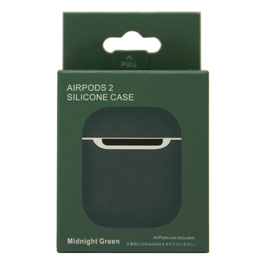 Силиконовый чехол для Эпл ЭирПодс 2 Silicone Case (тёмно зелёный)
