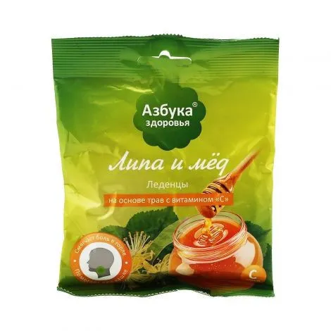 Азбука Здоровья леденцы Липа и Мед (на основе трав с витамином С) , 60g