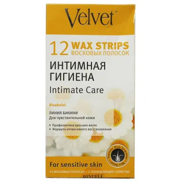 Velvet Восковые полоски для Интимной гигиены, 12 шт