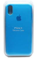 Силиконовый чехол для iPhone X (Ярко-голубой)