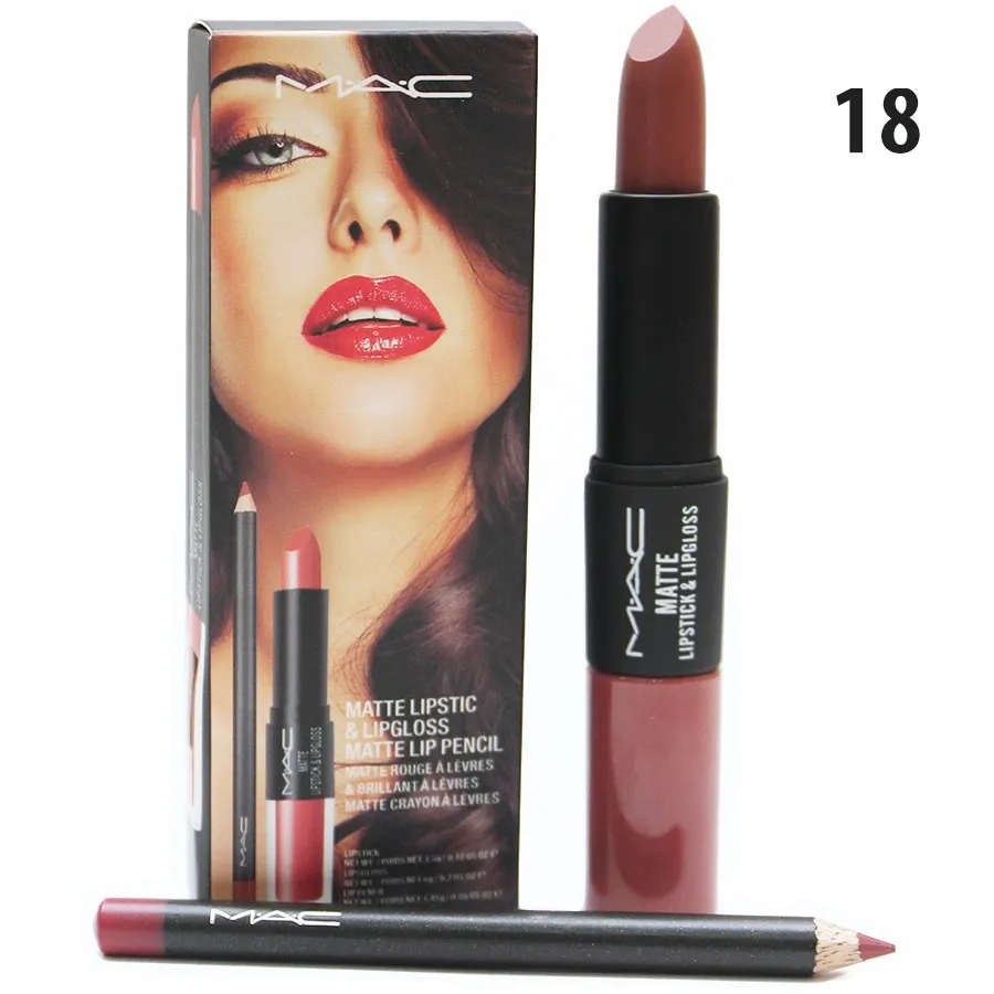 Блеск- Помада- Карандаш 3в1 M.A.C. Matte Lipstic & Lipgloss Matte Lip Pencil  #18